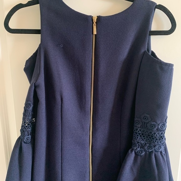 ELIZA J Lace Applique Crepe Cold Shoulder Cocktail Dress Black 6 - Picture 5 of 12